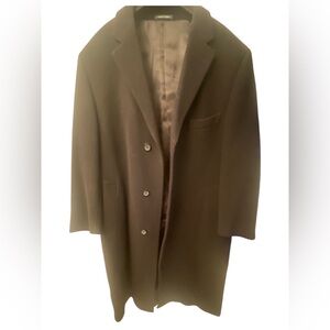 Ralph Lauren Mens Black Long Overcoat Wool Coat Size 40 Regular Classic Columbia